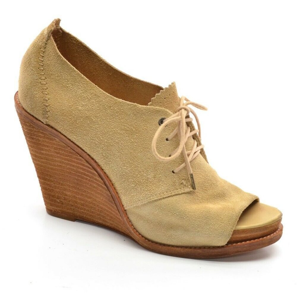 rag & bone Sunderland Tan Lace Up Wedge Pumps 41
